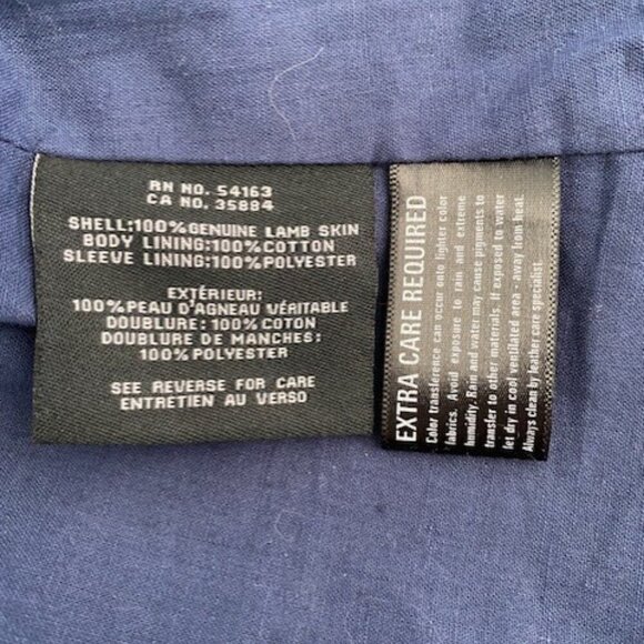 COLE HAAN 100% Leather Indigo Blue Moto Jacket Coat Small - Picture 12 of 12